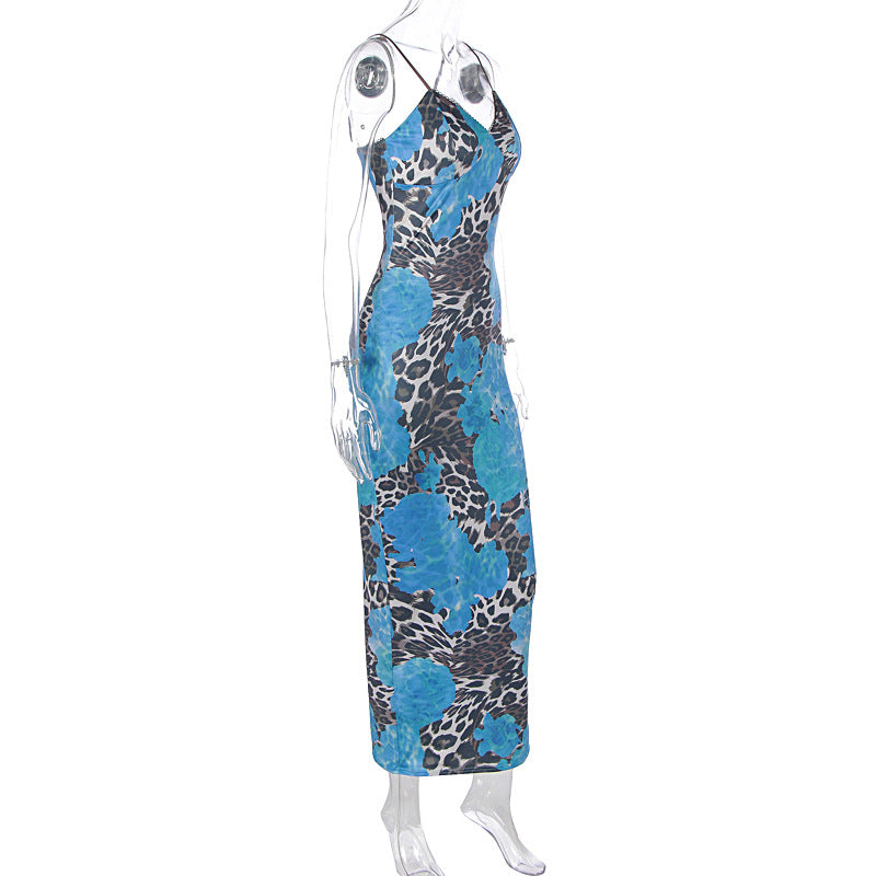 V neck flower print backless cami maxi dress | Festival Outfits Women
