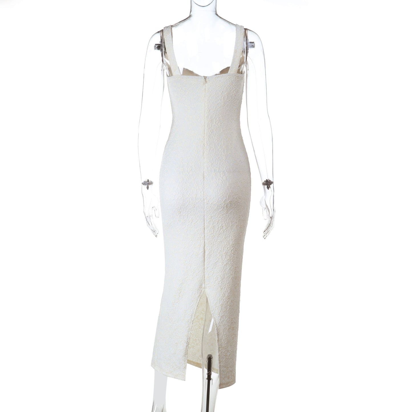 V neck slit zip-up cami maxi dress | Festival Outfits Women