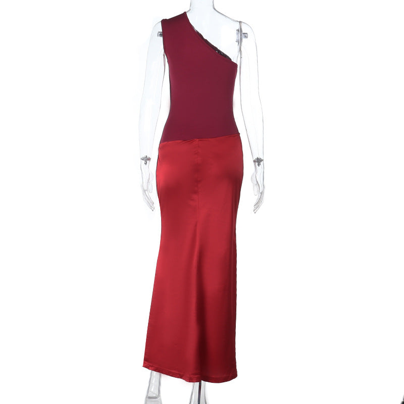One shoulder ruched irregular maxi dress | Festival Outfits Women