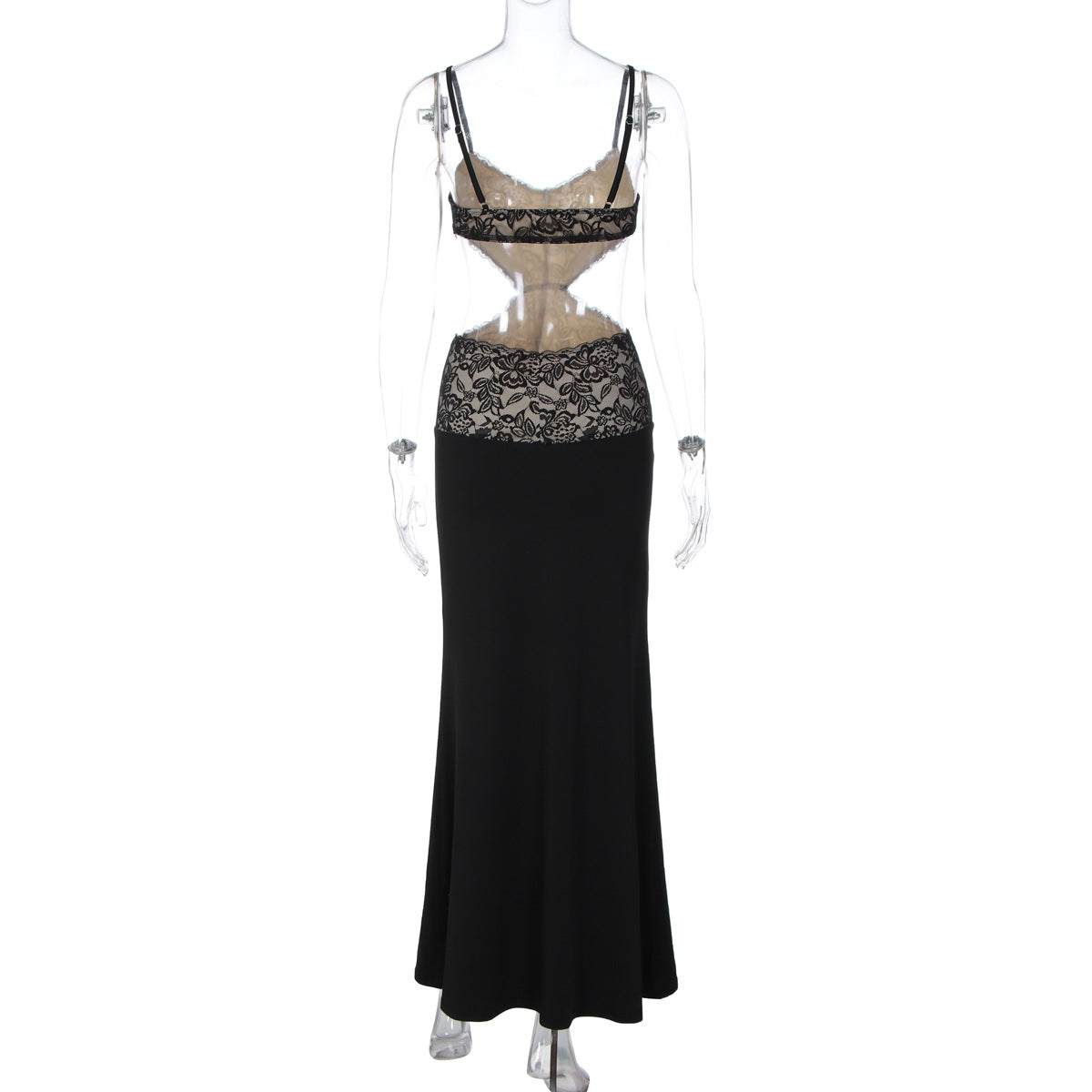 Lace v neck hollow out cami cut out maxi dress | Festival Outfits Women