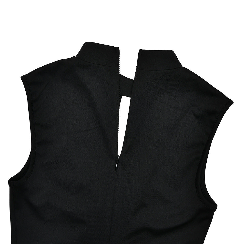 Hollow out crewneck zip-up sleeveless cut out maxi dress | Festival Outfits Women