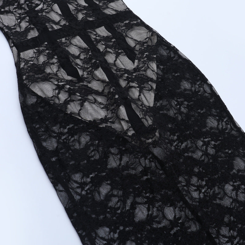 V neck lace backless cami maxi dress | Festival Outfits Women
