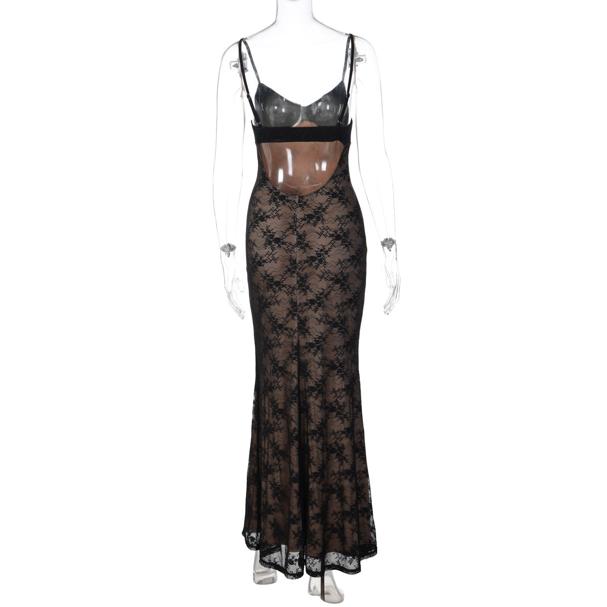 V neck lace backless cami maxi dress | Festival Outfits Women