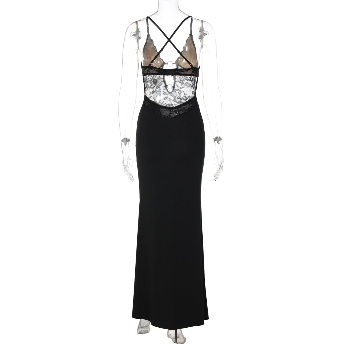 Cross back lace o ring hollow out maxi dress | Festival Outfits Women