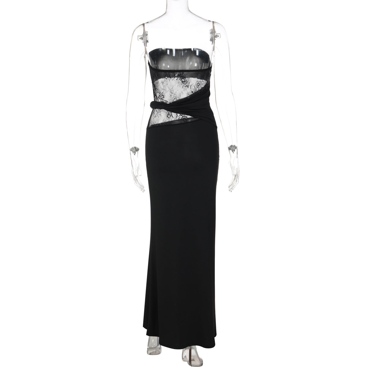 Irregular lace backless solid tube maxi dress | Festival Outfits Women