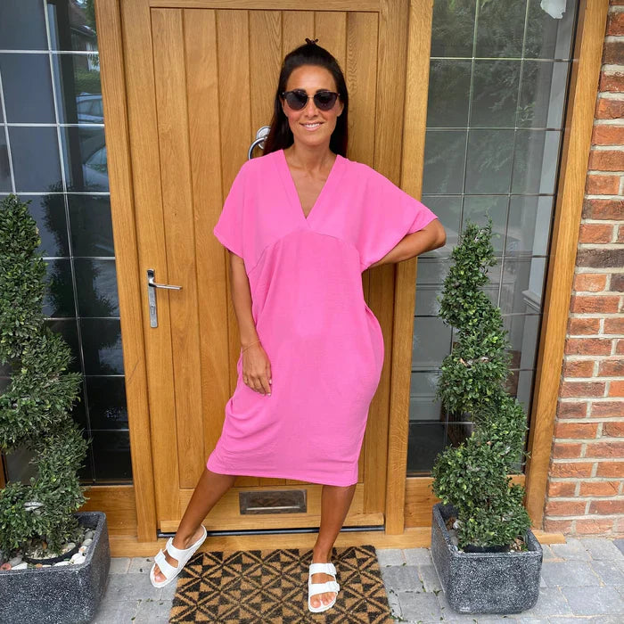Chic Midi Dress with Cheeky Neckline | Great for Everyday Wear
