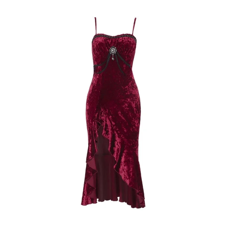 Medieval Ruffle High Waist Midi Dress