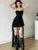 Y2K Irregular Ruffles Spaghetti Strap Summer New Midi Dresses for Women Birthday Party Dress Club Prom Robe Sexy Vestidos Mujer