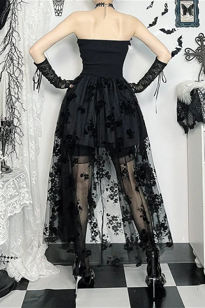 Slim Fit Elegant Strapless Corset Midi Dress