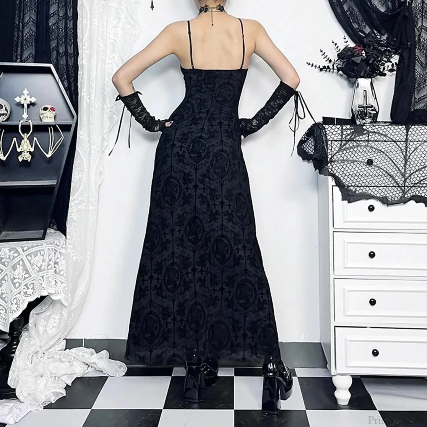 Cross Grouping Net Celebration Maxi Dress