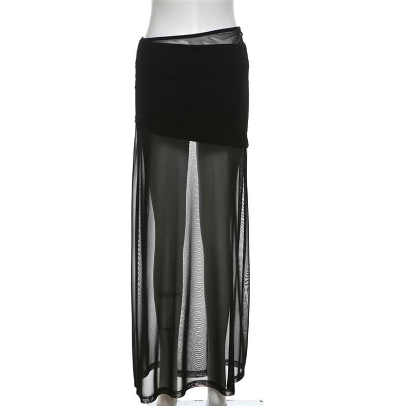 Ruched mesh solid maxi dress | Festival Outfits Women