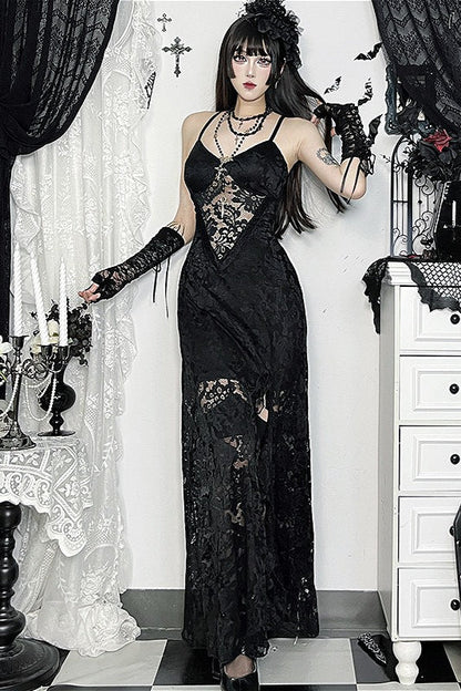 Lace Slit Cami Maxi Dress