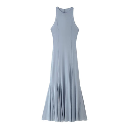 Women Slim Fit Wide Hem Silk Net Midi Dress