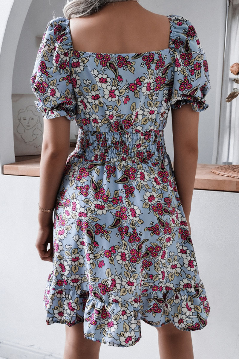 Casual Print Square Collar A Line Dresses(3 Colors)