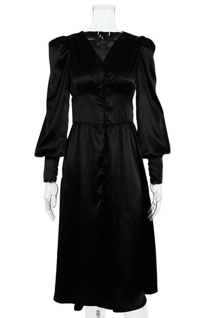 Fashion Street Solid Patchwork V Neck A Line Dresses(6 Colors)