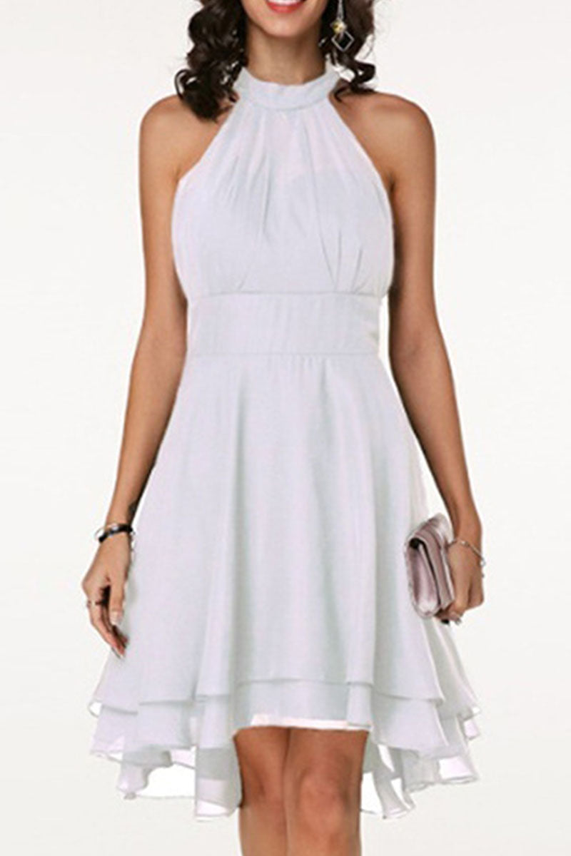 Fashion Street Solid Halter A Line Dresses(7 Colors)