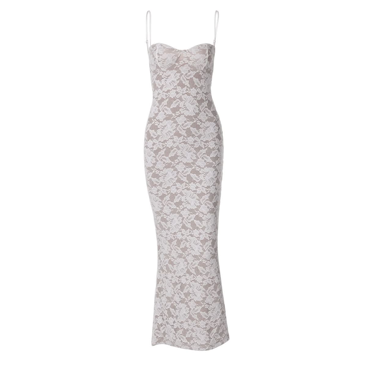 Sweetheart neck lace slit cami maxi dress  | Festival Outfits Women