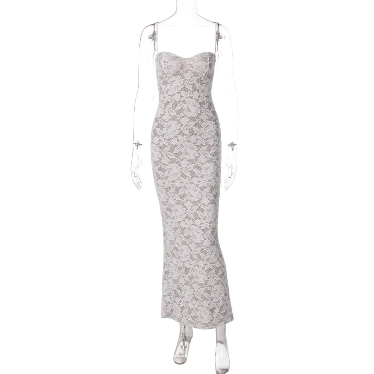 Sweetheart neck lace slit cami maxi dress  | Festival Outfits Women