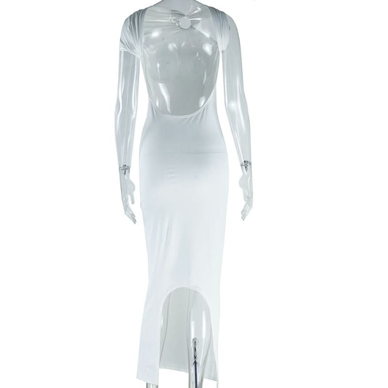 O ring ruched backless maxi dress  | Festival Outfits Women