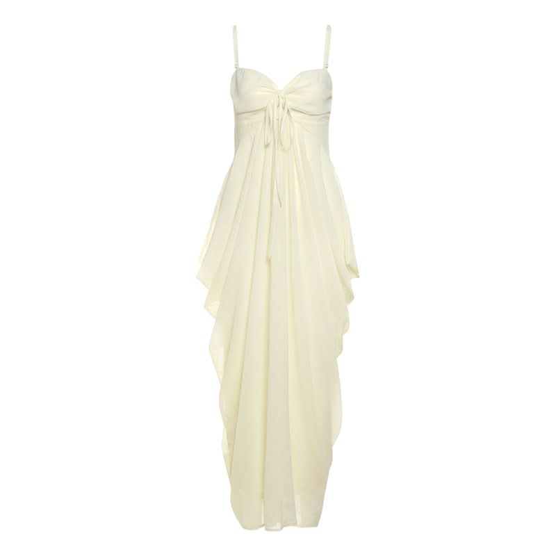 Ruched v neck hollow out cami cut out maxi dress  | Festival Outfits Women