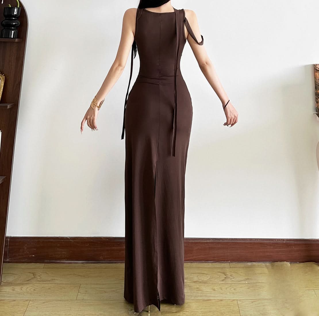 U neck lace patchwork ruched maxi dress  | Festival Outfits Women