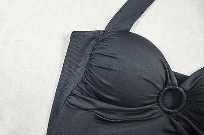 Halter ruched backless o ring maxi dress  | Festival Outfits Women
