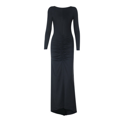 Backless long sleeve ruched maxi dress  | Festival Outfits Women