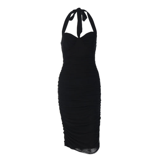 Ruched self tie ruched backless midi dress  | Festival Outfits Women
