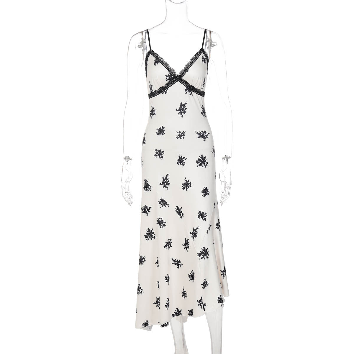 V neck lace hem print cami maxi dress  | Festival Outfits Women