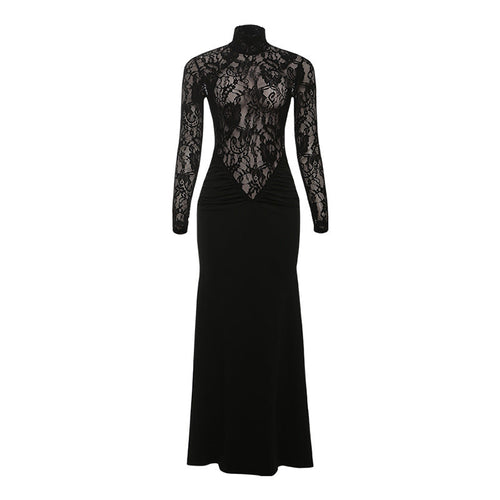 High neck long sleeve zip-up ruched maxi dress  | Festival Outfits Women