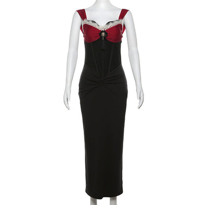 V neck lace hem corset ruched maxi dress  | Festival Outfits Women
