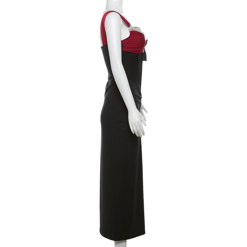 V neck lace hem corset ruched maxi dress  | Festival Outfits Women