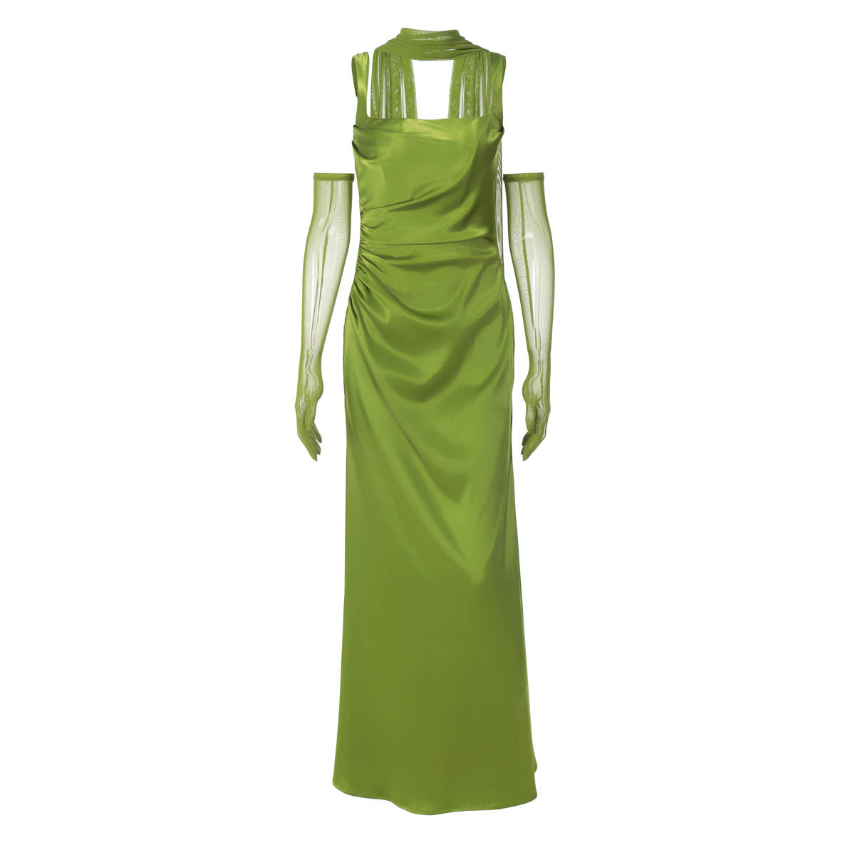 Square neck gloves ruched cami maxi dress  | Festival Outfits Women