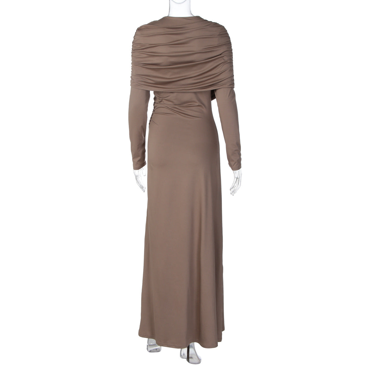 Long sleeve ruched irregular crewneck maxi dress  | Festival Outfits Women