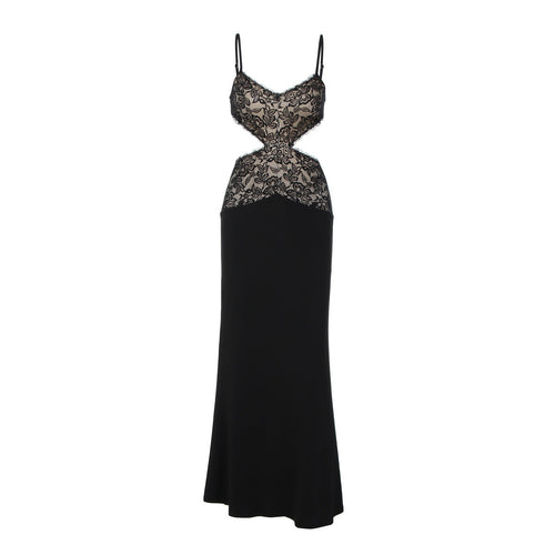 Lace v neck hollow out cami cut out maxi dress  | Festival Outfits Women