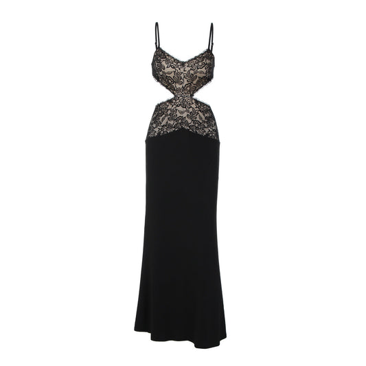 Lace v neck hollow out cami cut out maxi dress  | Festival Outfits Women