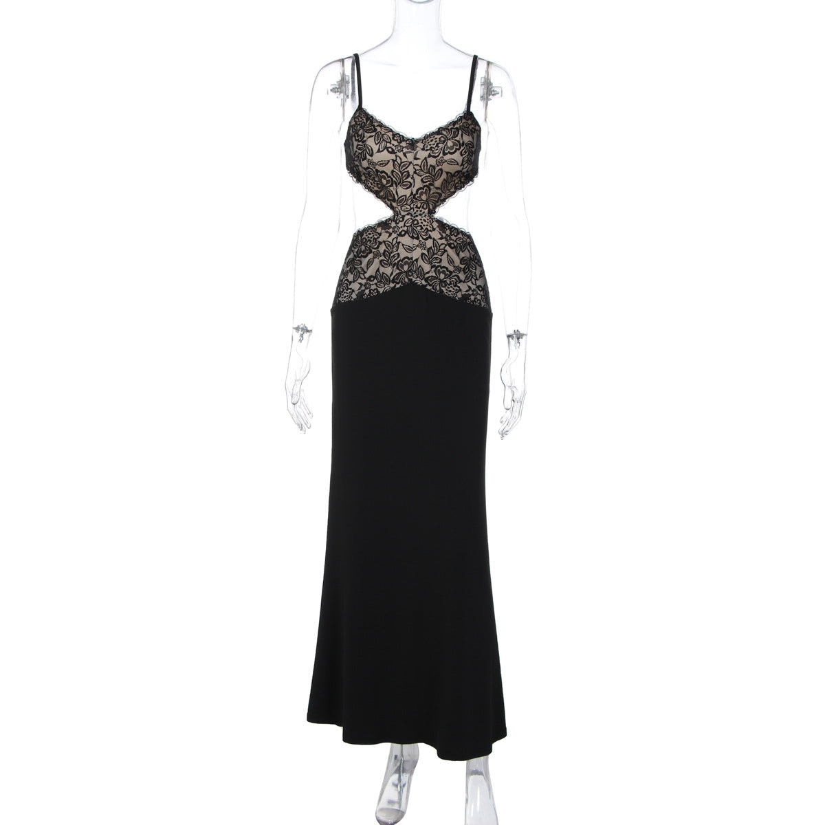 Lace v neck hollow out cami cut out maxi dress  | Festival Outfits Women