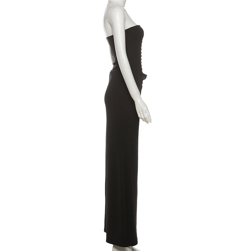 Hollow out self tie backless tube cut out maxi dress  | Festival Outfits Women