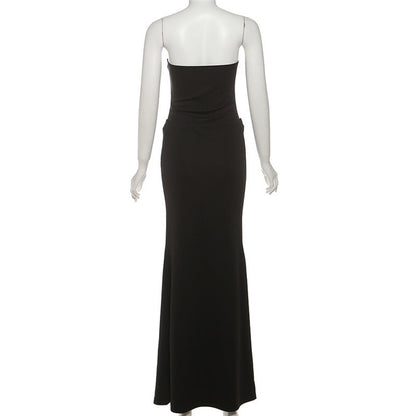 Hollow out self tie backless tube cut out maxi dress  | Festival Outfits Women