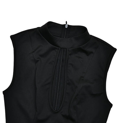 Hollow out crewneck zip-up sleeveless cut out maxi dress  | Festival Outfits Women