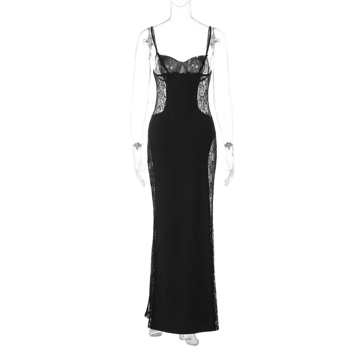 Lace v neck backless solid cami maxi dress  | Festival Outfits Women