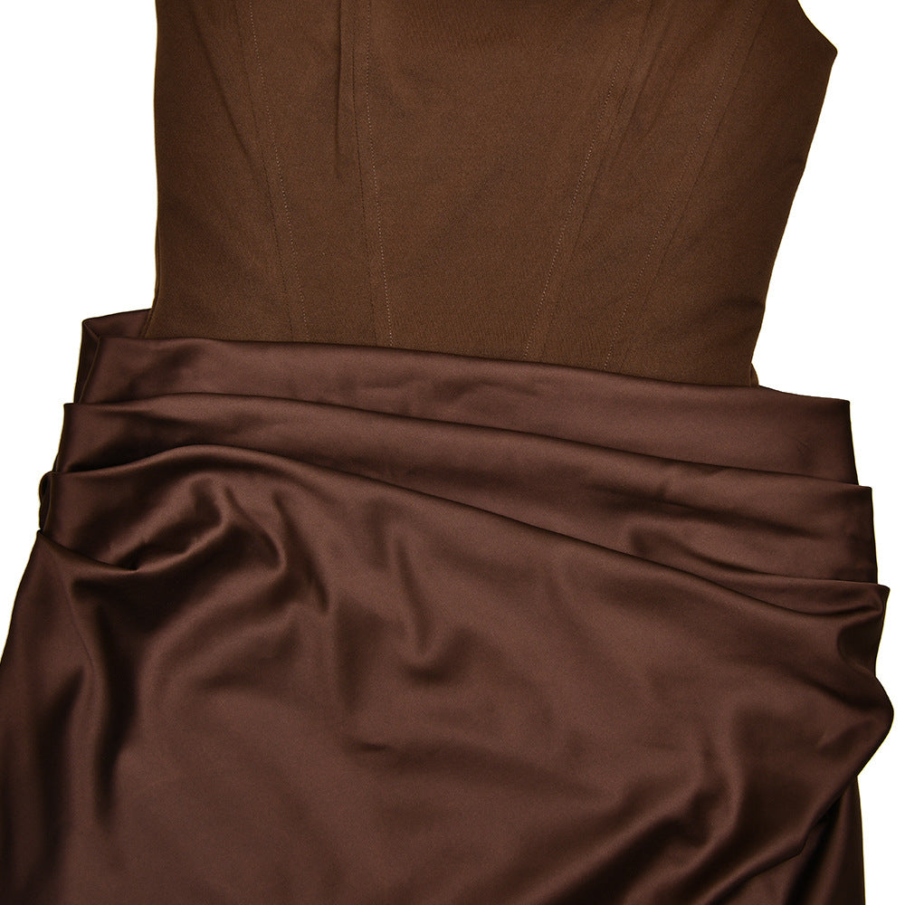 Ruched u neck backless solid cami maxi dress  | Festival Outfits Women