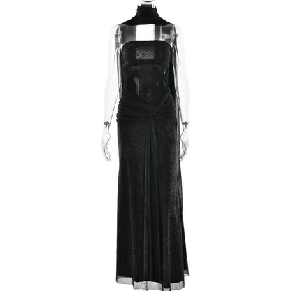 Ruched irregular backless tube maxi dress  | Festival Outfits Women