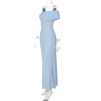 Irregular mesh patchwork backless maxi dress  | Festival Outfits Women