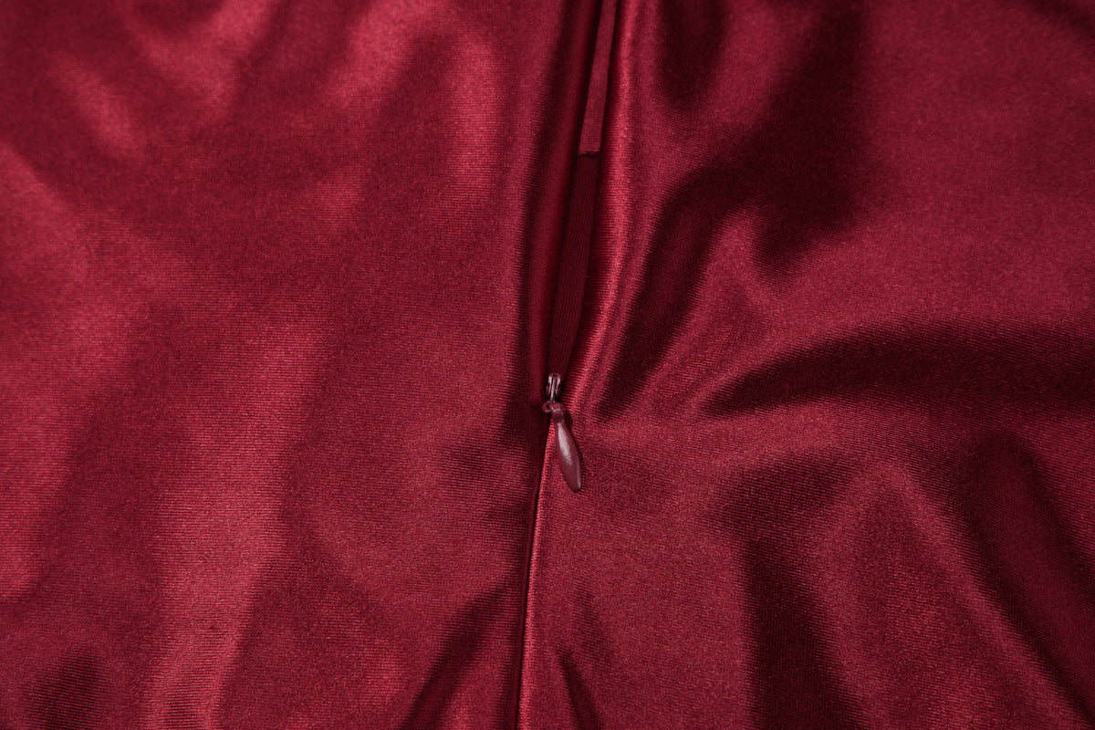 U neck satin halter zip-up backless maxi dress  | Festival Outfits Women