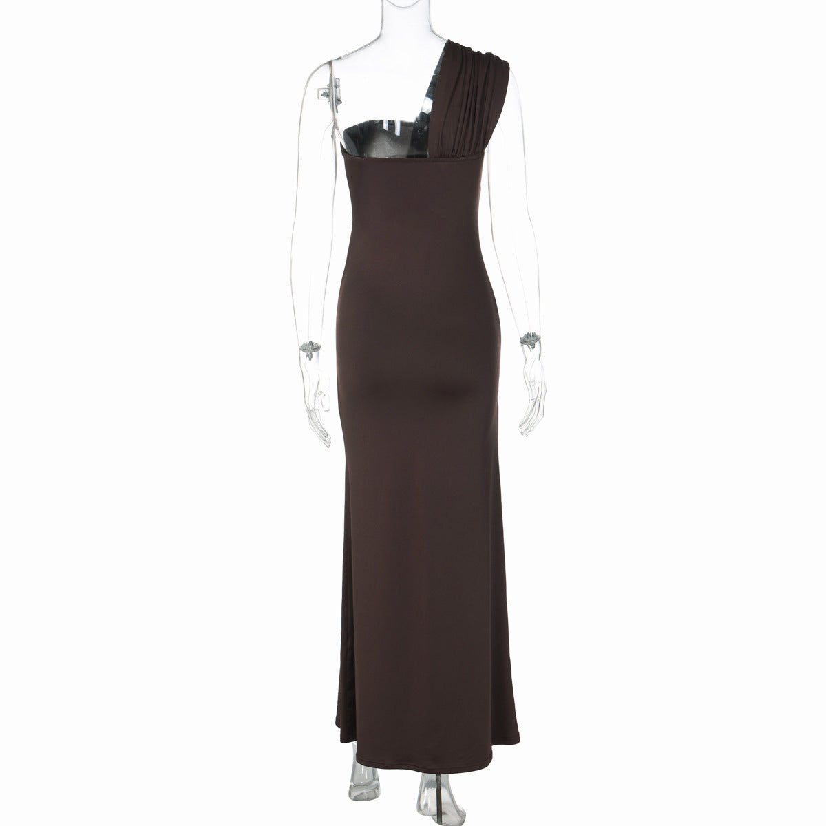 Irregular one shoulder hollow out solid maxi dress  | Festival Outfits Women