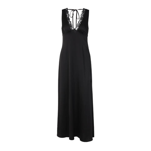 Lace hem v neck self tie backless maxi dress  | Festival Outfits Women
