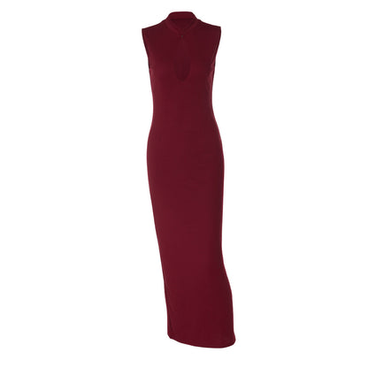 Hollow out sleeveless slit solid maxi dress  | Festival Outfits Women