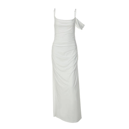 Ruched square neck irregular cami maxi dress  | Festival Outfits Women
