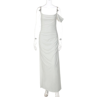 Ruched square neck irregular cami maxi dress  | Festival Outfits Women
